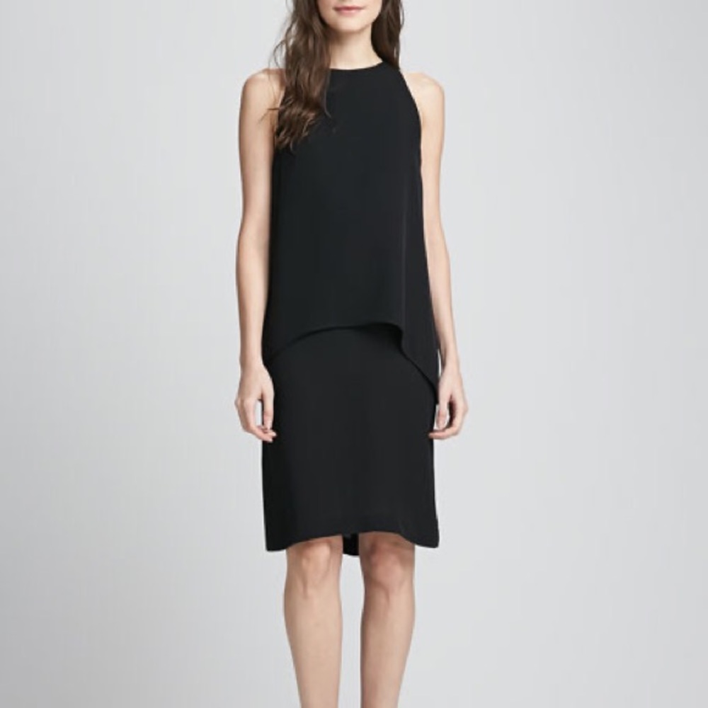 Theory Black Lyall Layered Tank Dress